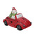 Pre-Lit LED Joyful Snowman Driving a Red Beetle Star Car Tabletop Decor - IMAGE 1