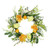 Hydrangea and Rose Artificial Floral Wreath, Yellow 24-Inch - IMAGE 1