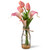 12" Artificial Pink Tulip Flower Arrangement in Glass Vase - IMAGE 1