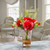 12" Artificial Red Rose Flower Arrangement in Glass Vase - IMAGE 4