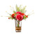 12" Artificial Red Rose Flower Arrangement in Glass Vase - IMAGE 1