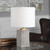 Concrete Block Table Lamp with Drum Shade - 17” - Gray and White - IMAGE 1