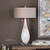 Gloss White Glass Table Lamp with Round Taupe Shade 32” - IMAGE 2