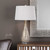 Light Taupe Embossed Ceramic Table Lamp with Round Gray Shade 31” - IMAGE 2
