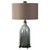 Smoke Gray Glass Table Lamp with Round Gray Shade 30” - IMAGE 1