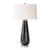 Mottled Dark Charcoal Table Lamp with Round White Shade 32” - IMAGE 1