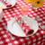 Red and White Checkered Pattern Square Tablecloth 52" - IMAGE 3