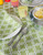 Green and White Lattice Pattern Outdoor Round Tablecloth 60” - IMAGE 4