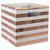 11" White and Copper Colored Stripe Patterned Square Storage Bin - IMAGE 1