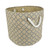 12" Brown and Gray Lattice Burlap Round Small Bin with Rope Handles - IMAGE 1