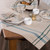 White and Teal French Striped Chambray Rectangular Tablecloth 60" x 84" - IMAGE 3
