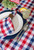 Checkered Rectangular Cotton Tablecloth - 84" - Red, White and Blue - IMAGE 2