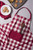 Heavyweight Buffalo Check Fringed Chef Apron - 32" - Wine Red and White