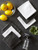 Set of 6 White and Gray Terry Square Kitchen Dishcloths 12"