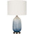 23.75" Navy Blue and White Ceramic Ridged Design Table Lamp with White Linen Drum Shade - IMAGE 1