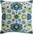 20" Navy Blue and Lime Green Screen Printed Floral Square Throw Pillow - Down Filler - IMAGE 1