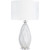 27.5" White Embossed Diamond Patterned Table Lamp with White Cotton Drum Shade - IMAGE 1