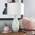 27.5" White Embossed Diamond Patterned Table Lamp with White Cotton Drum Shade - IMAGE 2