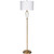 60" Antiqued Gold Metal and White Ceramic Floor Lamp with White Linen Drum Shade - IMAGE 1