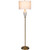60" Antiqued Gold Metal and White Ceramic Floor Lamp with White Linen Drum Shade - IMAGE 2