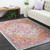 9' x 13' Floral Patterned Orange and Blue Rectangular Area Rug - IMAGE 2