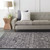 9'3" x 12'6" Black and Gray Distressed Tribal Floral Patterned Rectangular Machine Woven Area Rug - IMAGE 2