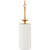 29.5" Antiqued Gold Metal Hanging Pendant Ceiling Light Fixture with White Cotton Shade - IMAGE 1
