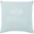18" Tale Blue and White "Namaste" Printed Square Throw Pillow - Poly Filled - IMAGE 1