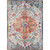 9'3" x 12'6” Distressed Oriental Patterned Teal Blue and Orange Rectangular Area Throw Rug - IMAGE 1