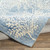 6' x 9' Leaf Design Blue and Beige Rectangular Hand Tufted Wool Area Throw Rug - IMAGE 4