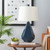 27" Navy Blue Glazed Ceramic Table Lamp with White Polyester Shade - IMAGE 2