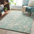 5' x 8’ Leaf Patterned Green and Ivory Hand Tufted Wool Rectangular Area Throw Rug - IMAGE 2