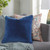 18" Navy Blue Velvet Square Throw Pillow- Down Filler - IMAGE 2