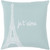 22" Ice Blue and White Screen Printed "Je t'aime" Square Throw Pillow - Down Filler - IMAGE 1