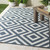 7.25' Charcoal Blue and White La Fiorentina Pattern Square Area Throw Rug - IMAGE 2