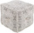 16" White and Gray Bohemian Style Design Cotton Square Pouf Ottoman - IMAGE 1
