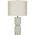 27" Distressed Finish Solid Table Lamp with Gray Drum Shade - IMAGE 1