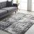 5'3" x 7'6" Black and Cream Distressed Finish Rectangular Machine Woven Area Rug - IMAGE 2