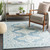 8' Southwestern Style Blue and Beige Round Hand Tufted Wool Area Throw Rug - IMAGE 2