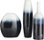 Set of 3 Navy Blue and White Layered Ceramic Vases 15” - IMAGE 1