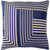 18" Navy Blue and Beige Embroidered Square Throw Pillow - Poly Filled - IMAGE 1