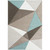 6.5' x 9' Taupe Brown and Aqua Blue Geometric Rectangular Area Throw Rug - IMAGE 1