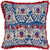 18" Ivory and Blue Embroidered Tibetan Pattern with Red Tassel Throw Pillow - Down Filler - IMAGE 1