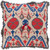 18" Ivory and Red Embroidered Tibetan Pattern Square Throw Pillow Cover with Knife Edge - Down Filled - IMAGE 1