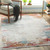 9.5' x 13' Distressed Finish Orange and Blue Rectangular Area Throw Rug - IMAGE 2