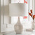 25" White Ceramic Body with White Linen Shade Hand Finished Table Top - IMAGE 3