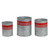 Set of 3 Gray and Red Tin with Stripes Christmas Planters 6.25" - IMAGE 1