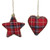 Set of 2 Red Plaid Heart and Star Shatterproof Christmas Ornaments 5" - IMAGE 1