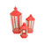 Set of 3 Red Traditional Style Pillar Candle Holder Lanterns 27" - IMAGE 1