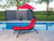 72” Red Low Outdoor Lounge Chair with an Overhanging Umbrella - IMAGE 3